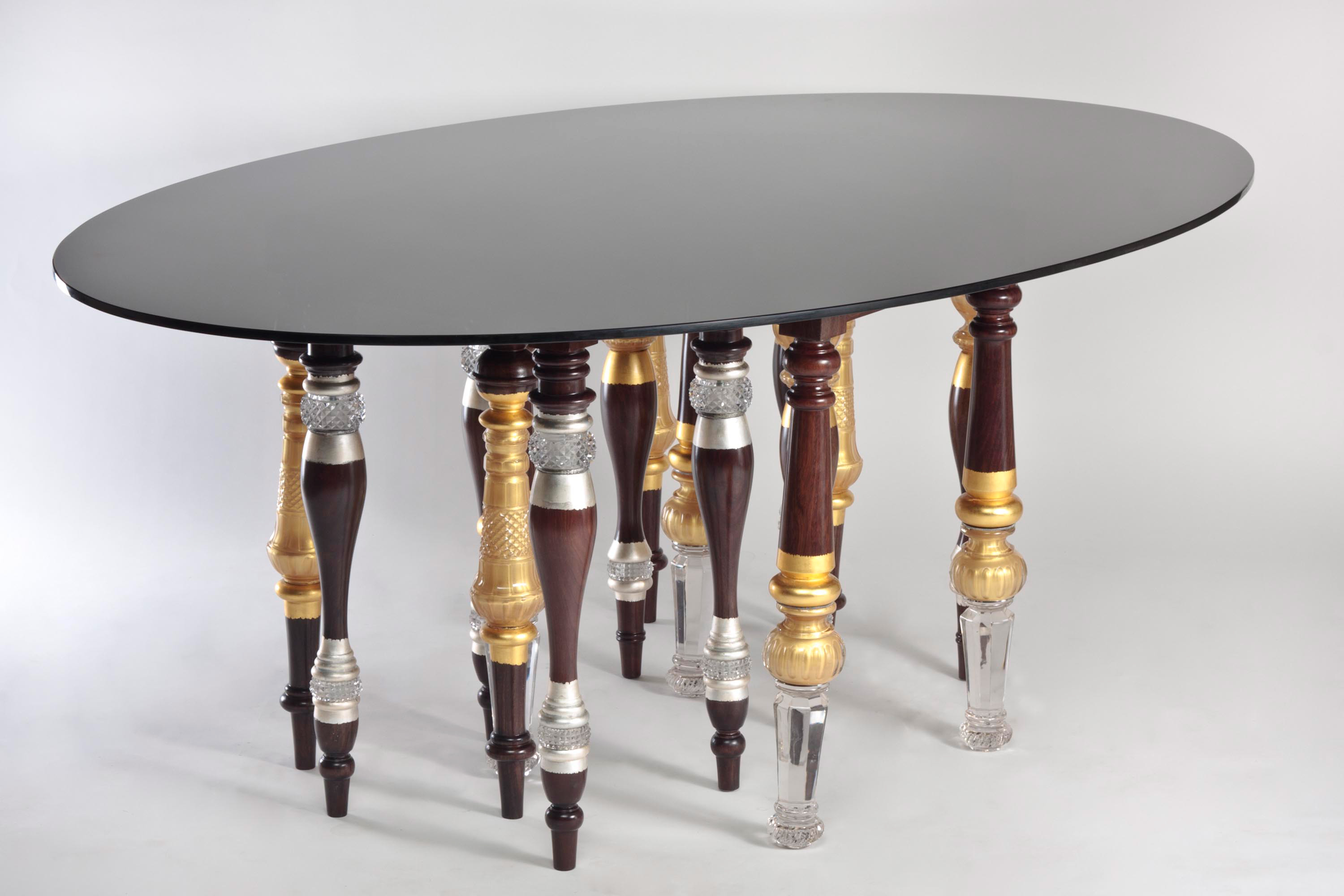 Gold Silver Multileg Dining Table